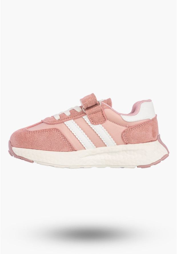 Sneakersy Dziecięce Buty Na Rzepy Sportowe Skórzana Wkładka Różowe Apawwa
