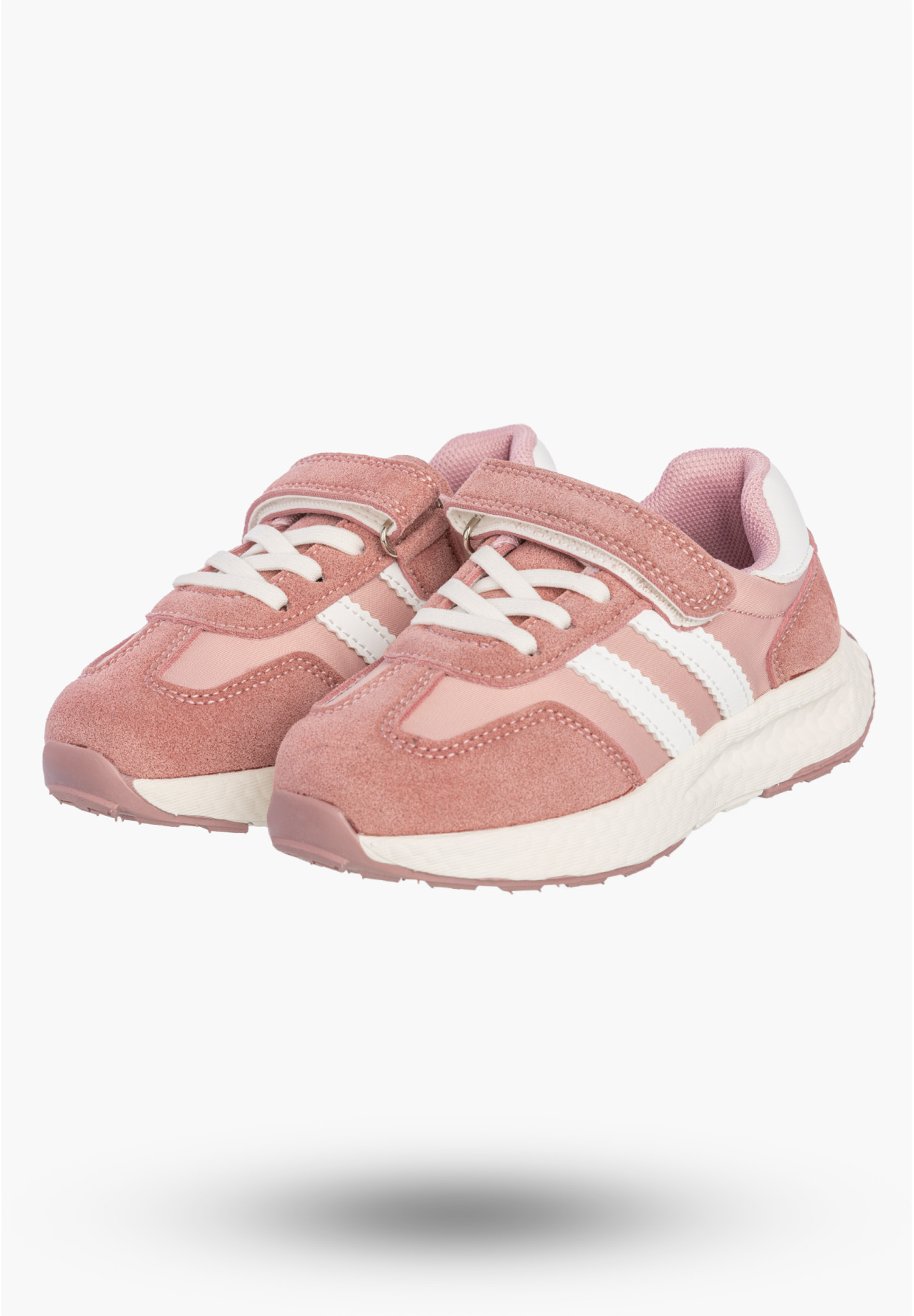 Sneakersy Dziecięce Buty Na Rzepy Sportowe Skórzana Wkładka Różowe Apawwa