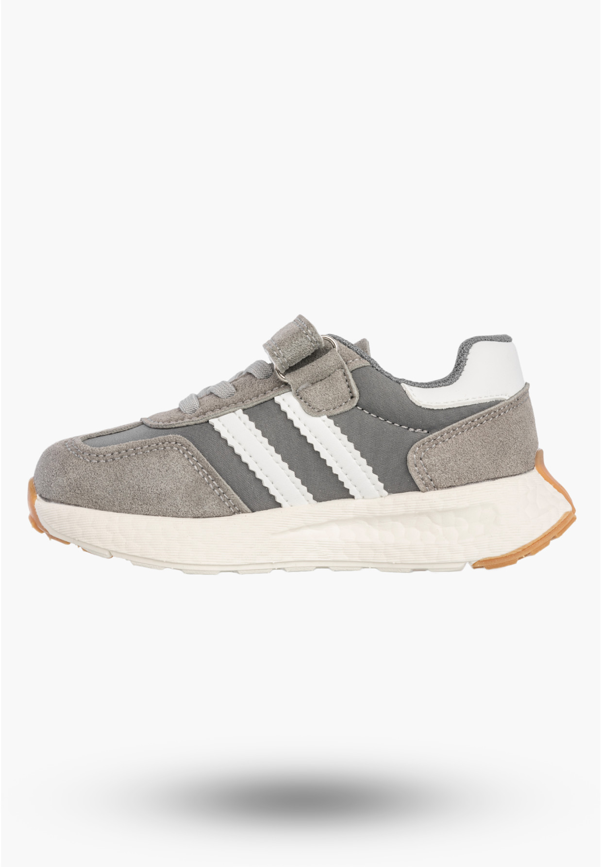 Sneakersy Dziecięce Buty Na Rzepy Sportowe Skórzana Wkładka Szare Apawwa