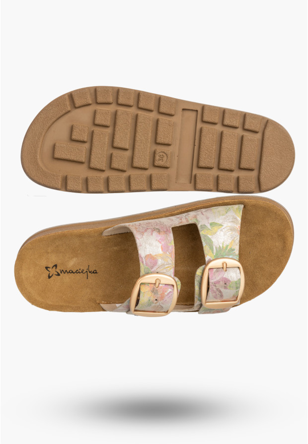 Klapki Damskie Skórzane Buty Letnie Z Klamrami Multikolor Maciejka P7537-39/00-5