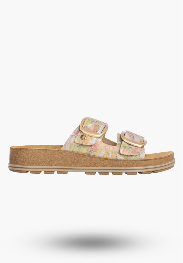 Klapki Damskie Skórzane Buty Letnie Z Klamrami Multikolor Maciejka P7537-39/00-5