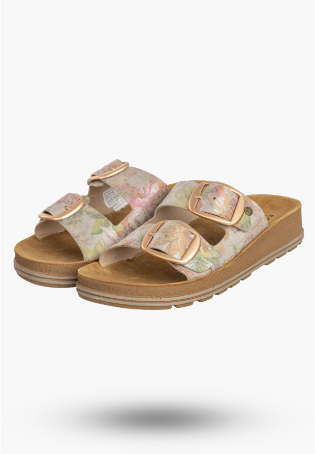 Klapki Damskie Skórzane Buty Letnie Z Klamrami Multikolor Maciejka P7537-39/00-5
