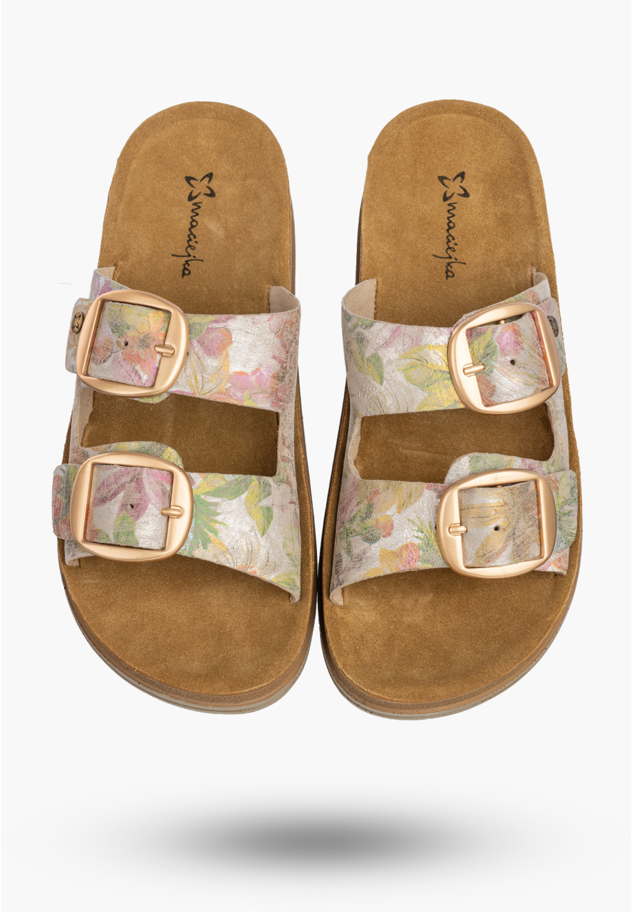 Klapki Damskie Skórzane Buty Letnie Z Klamrami Multikolor Maciejka P7537-39/00-5