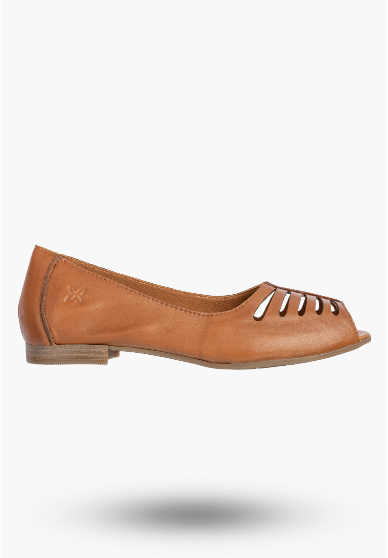 Baleriny Damskie Skórzane Buty Ażurowe Półbuty Rude Maciejka P7541-29/00-1