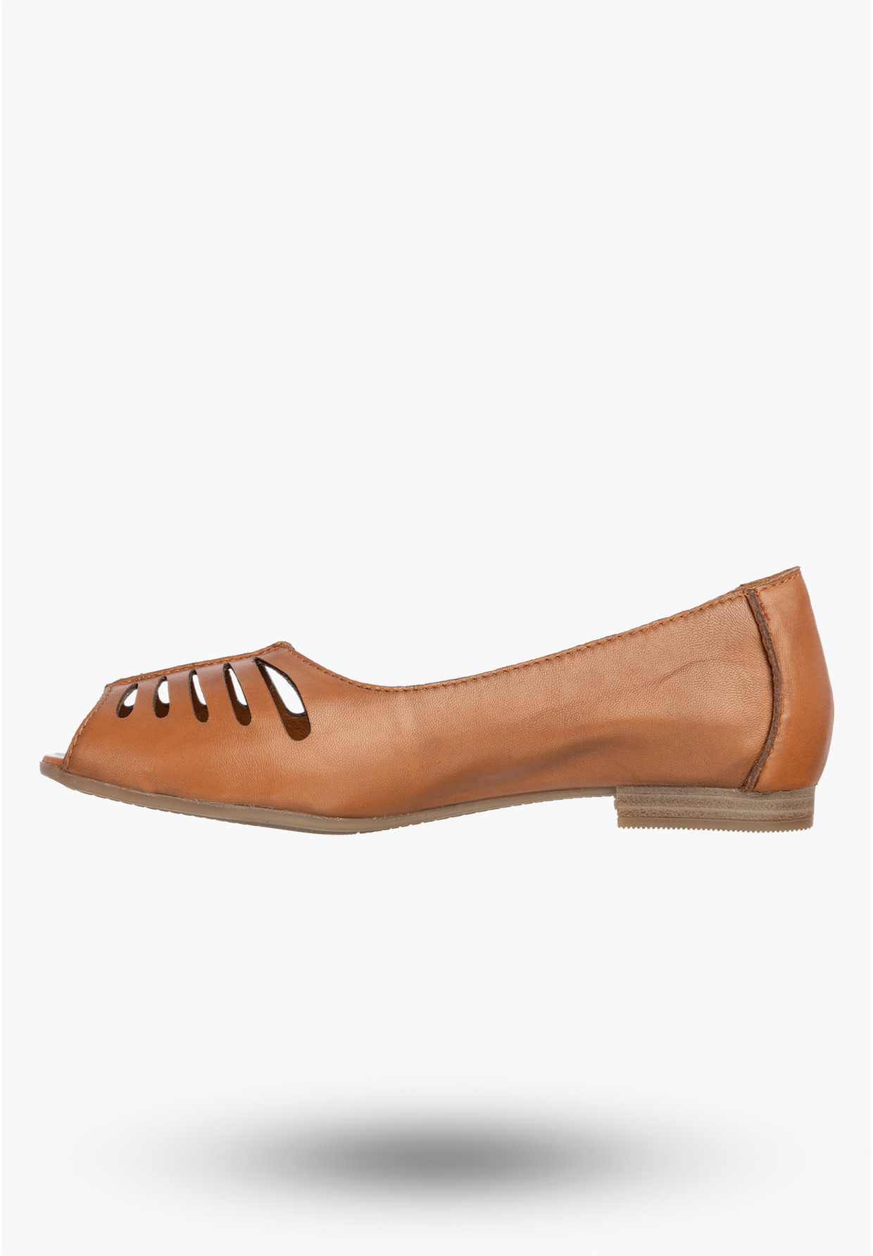 Baleriny Damskie Skórzane Buty Ażurowe Półbuty Rude Maciejka P7541-29/00-1