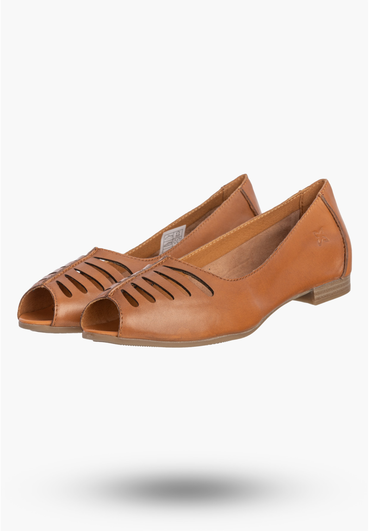 Baleriny Damskie Skórzane Buty Ażurowe Półbuty Rude Maciejka P7541-29/00-1