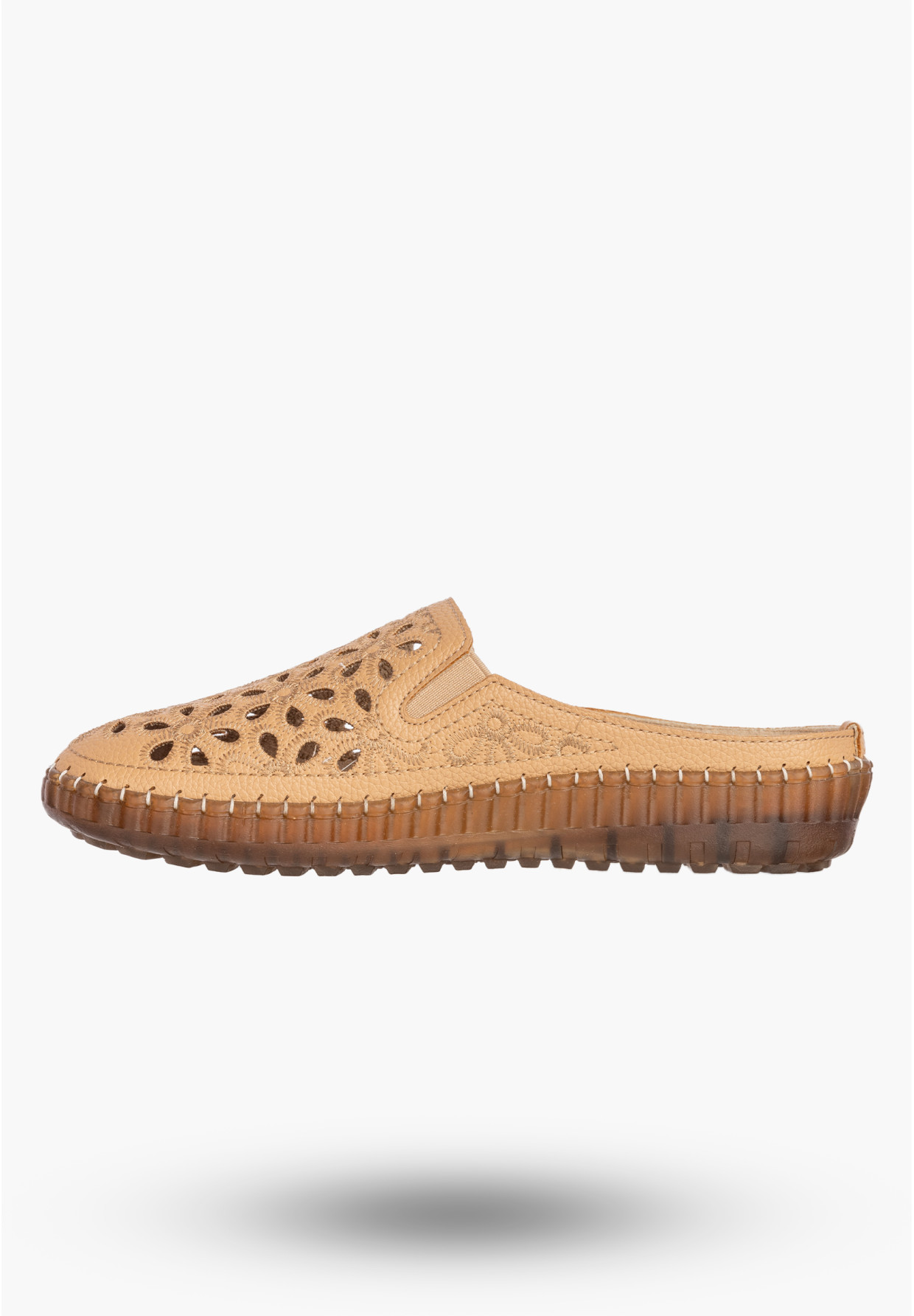 Klapki Damskie Ekoskóra Buty Ażurowe Wygodne Skórzana Wkładka Camel Potocki 26-16391