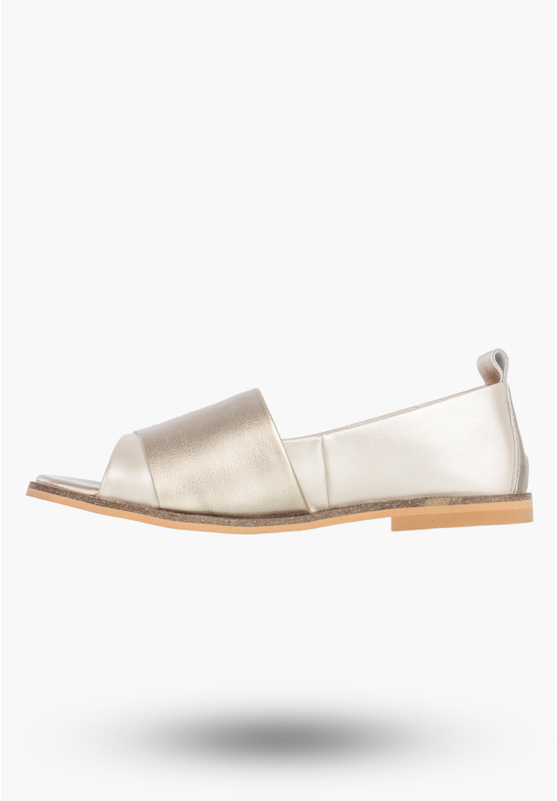 Baleriny Damskie Skórzane Buty Bez Palców Półbuty Eleganckie Złote Potocki 26-19397