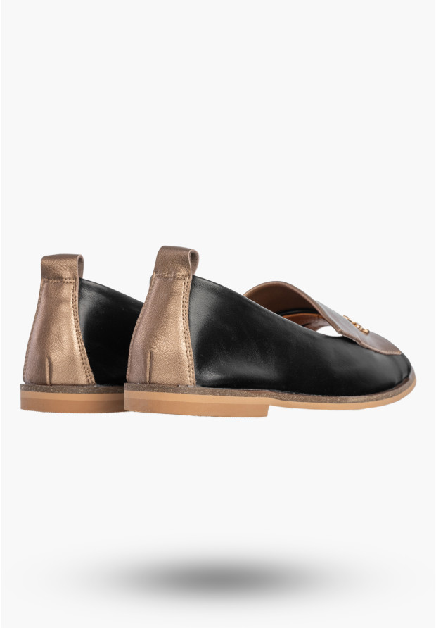Baleriny Damskie Skórzane Buty Bez Palców Półbuty Eleganckie Czarne Potocki 26-19397
