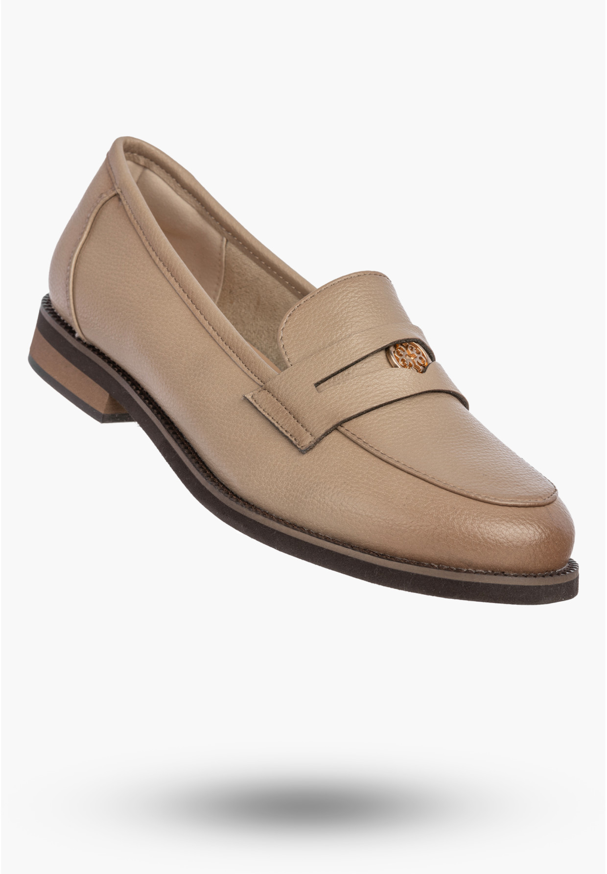 Mokasyny Damskie Skórzane Półbuty Eleganckie Buty Casual Beżowe Cambell 26-19301