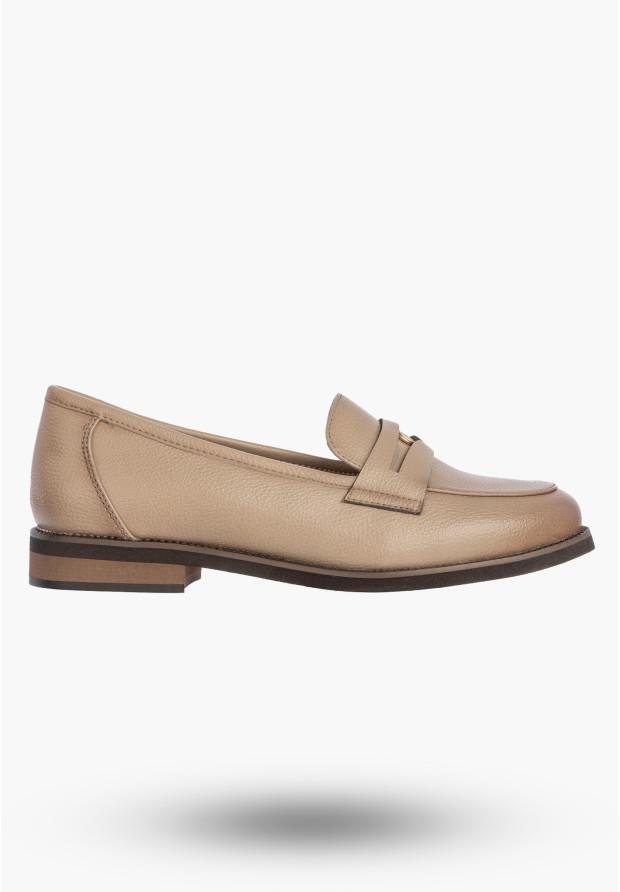 Mokasyny Damskie Skórzane Półbuty Eleganckie Buty Casual Beżowe Cambell 26-19301