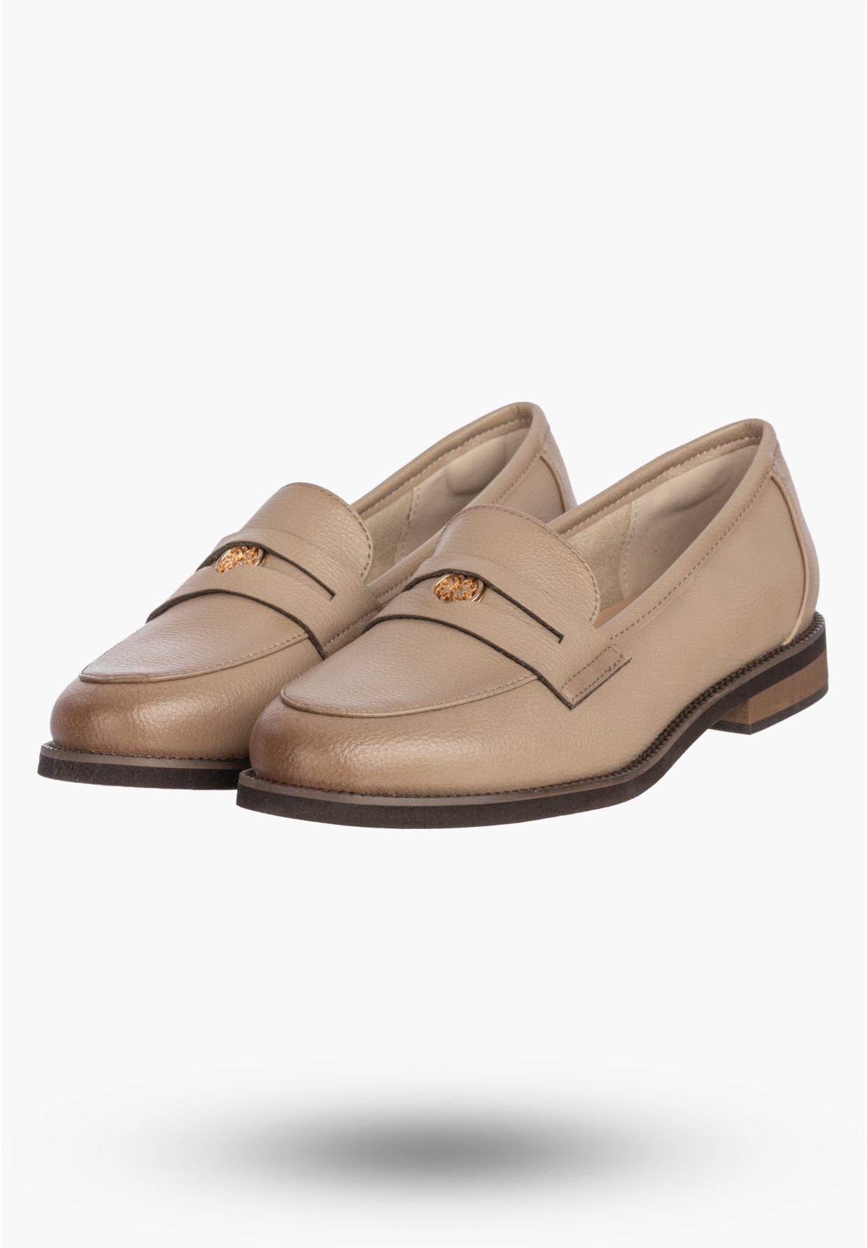 Mokasyny Damskie Skórzane Półbuty Eleganckie Buty Casual Beżowe Cambell 26-19301