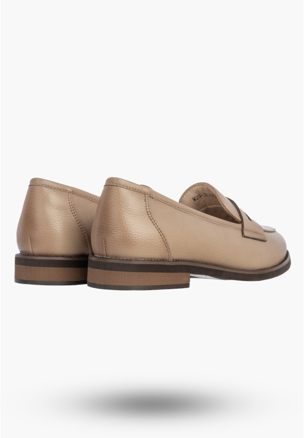 Mokasyny Damskie Skórzane Półbuty Eleganckie Buty Casual Beżowe Cambell 26-19301