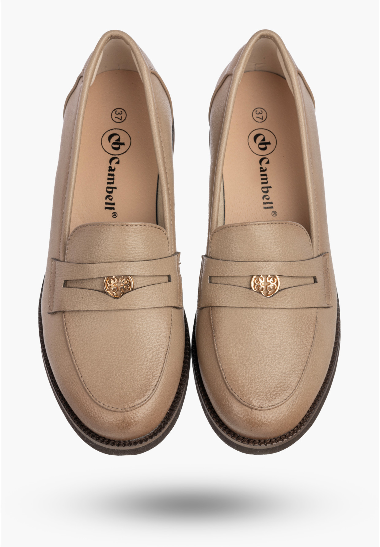 Mokasyny Damskie Skórzane Półbuty Eleganckie Buty Casual Beżowe Cambell 26-19301