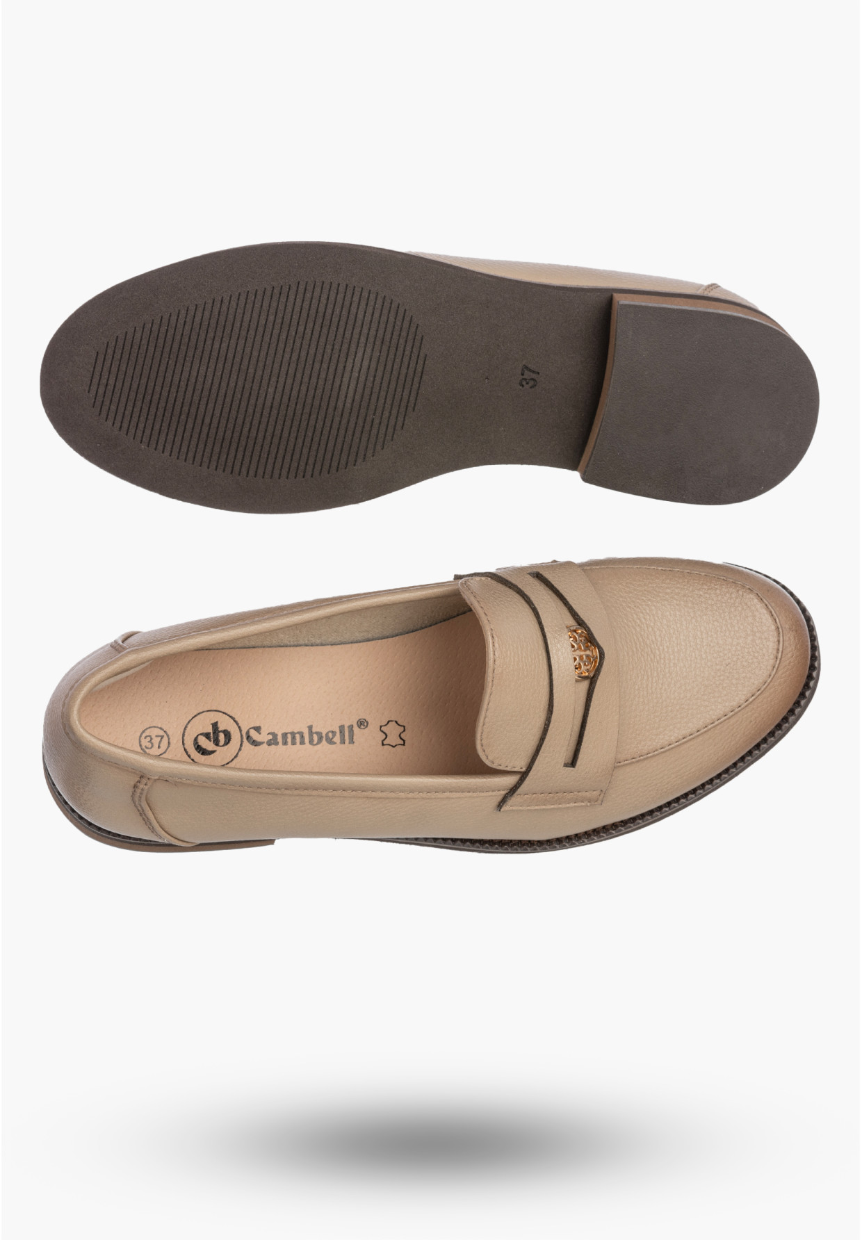 Mokasyny Damskie Skórzane Półbuty Eleganckie Buty Casual Beżowe Cambell 26-19301