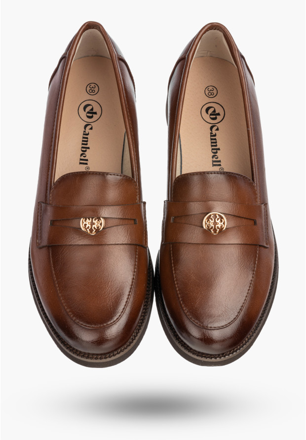 Mokasyny Damskie Skórzane Półbuty Eleganckie Buty Casual Brązowe Cambell 26-19301