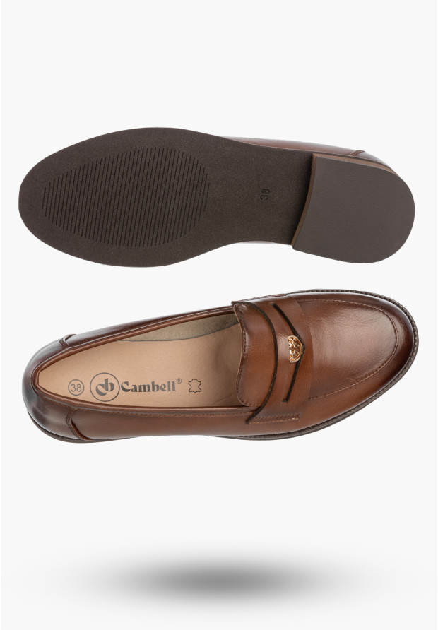Mokasyny Damskie Skórzane Półbuty Eleganckie Buty Casual Brązowe Cambell 26-19301