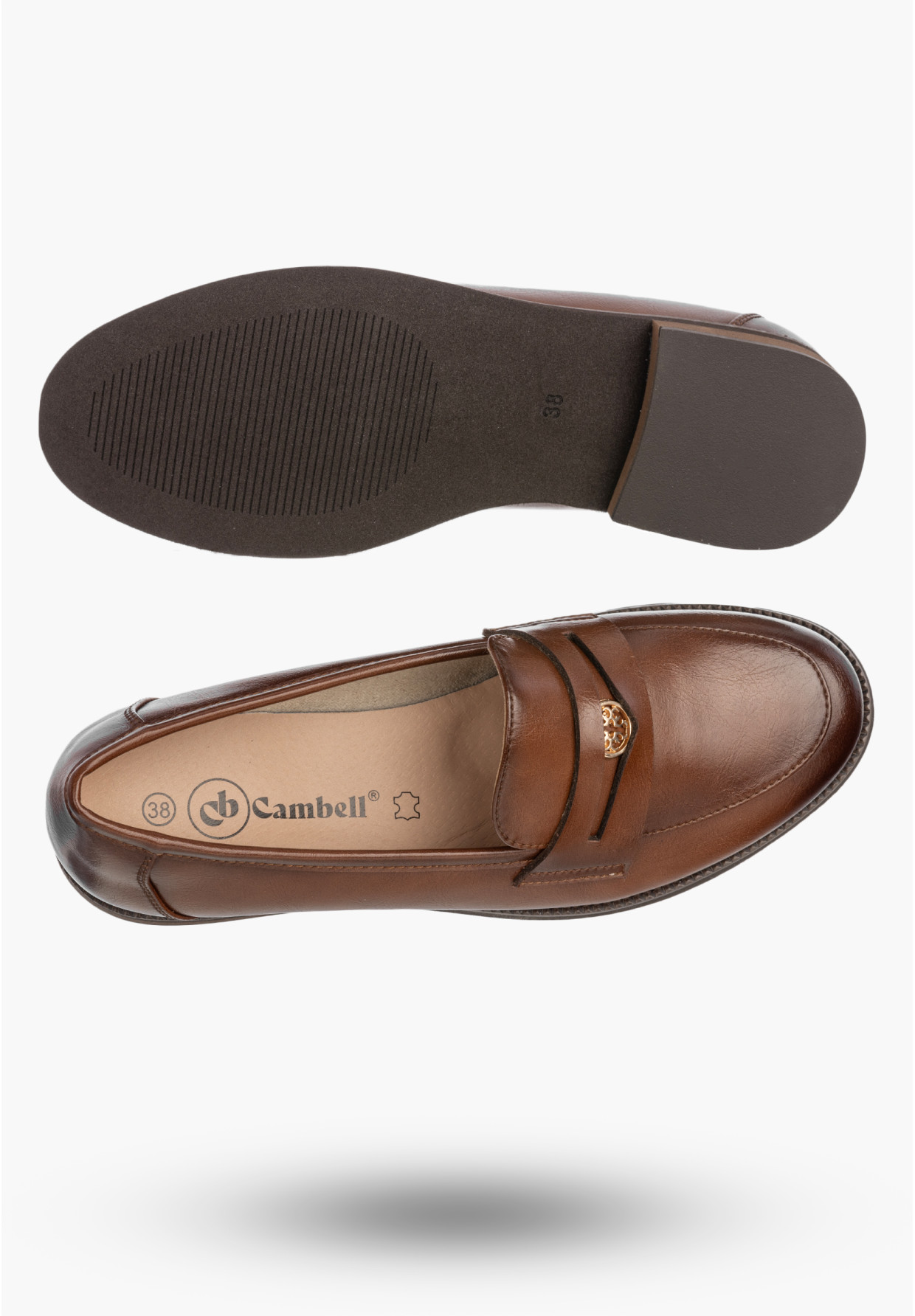 Mokasyny Damskie Skórzane Półbuty Eleganckie Buty Casual Brązowe Cambell 26-19301