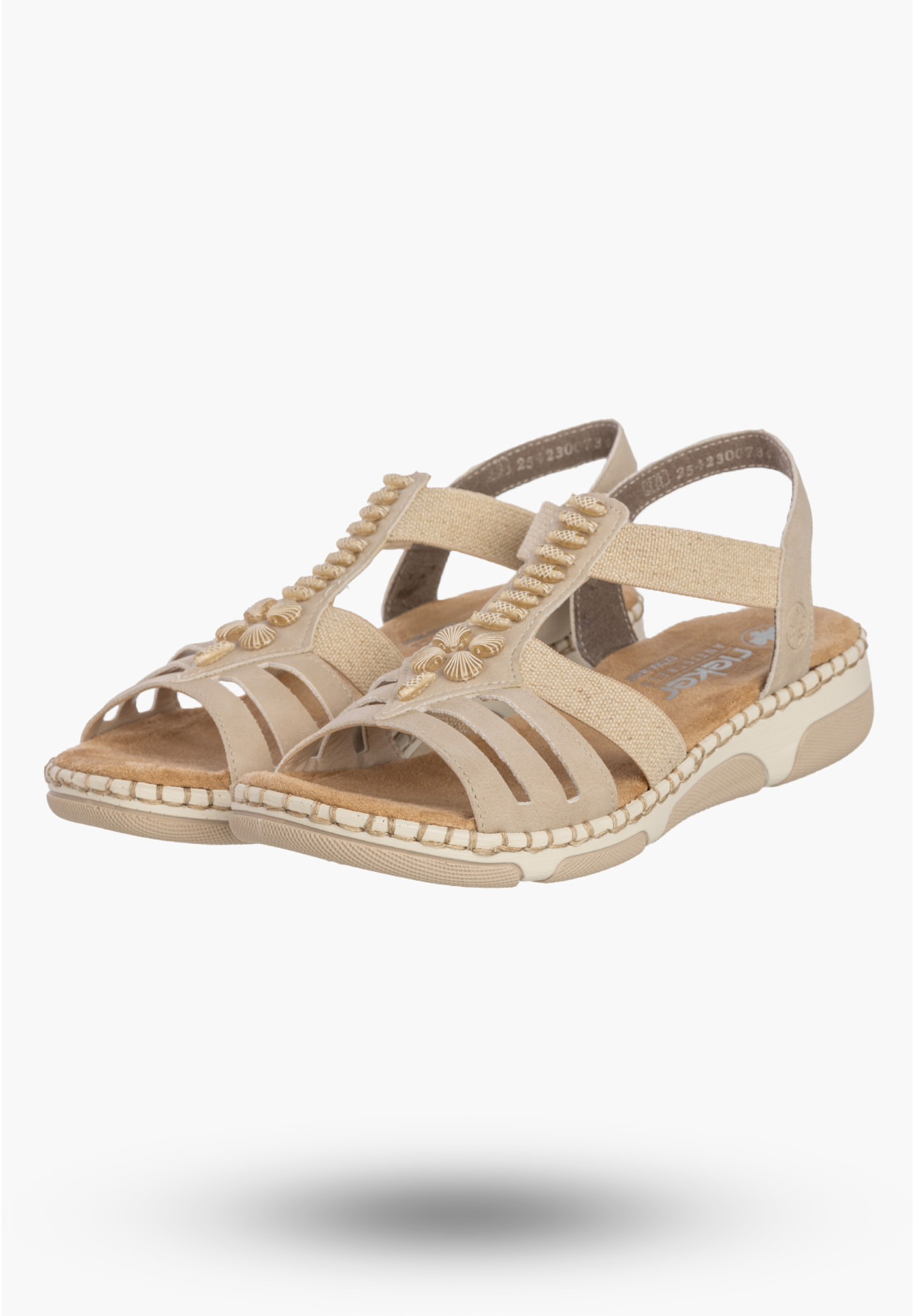 Sandały Damskie RIEKER Buty Niskie Lekkie Letnie Beżowe 66201-62
