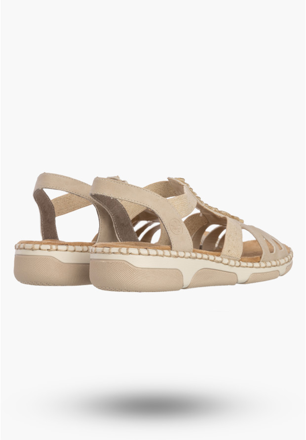 Sandały Damskie RIEKER Buty Niskie Lekkie Letnie Beżowe 66201-62
