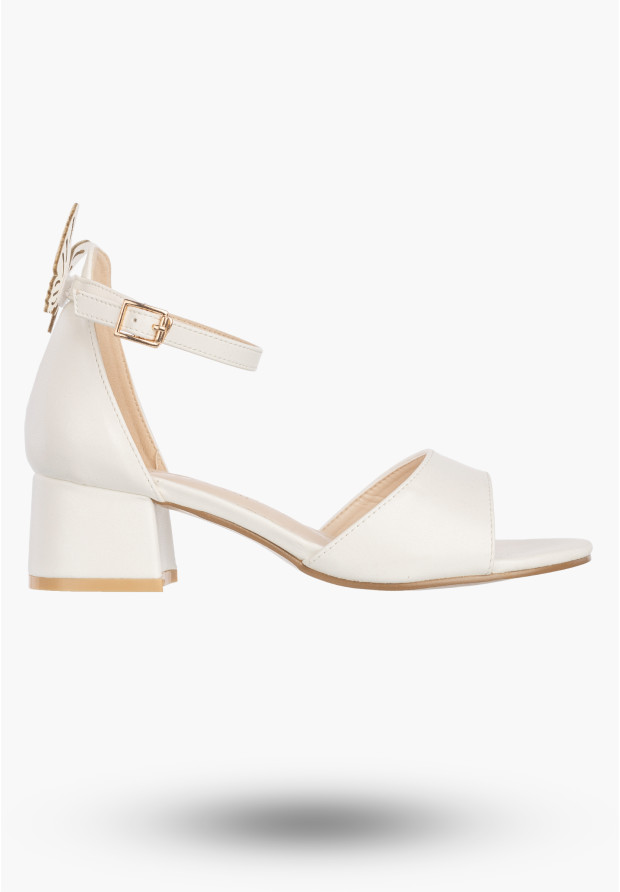 Sandały Dziewczęce Ekoskóra Buty Na Obcasie Eleganckie Białe Potocki 24-42302