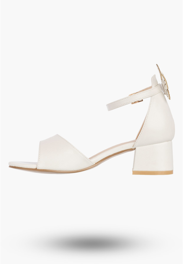 Sandały Dziewczęce Ekoskóra Buty Na Obcasie Eleganckie Białe Potocki 24-42302