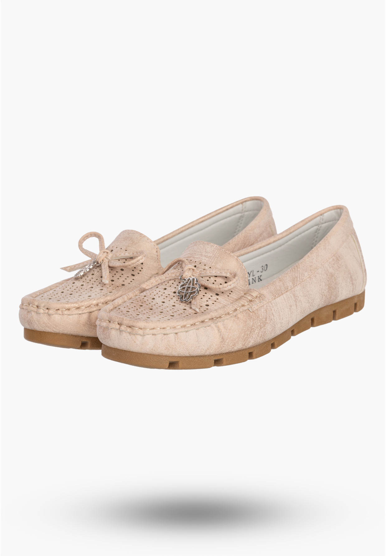 Mokasyny Dziewczęce Ekoskóra Wsuwane Buty Eleganckie Półbuty Pudrowy Róż Goodin