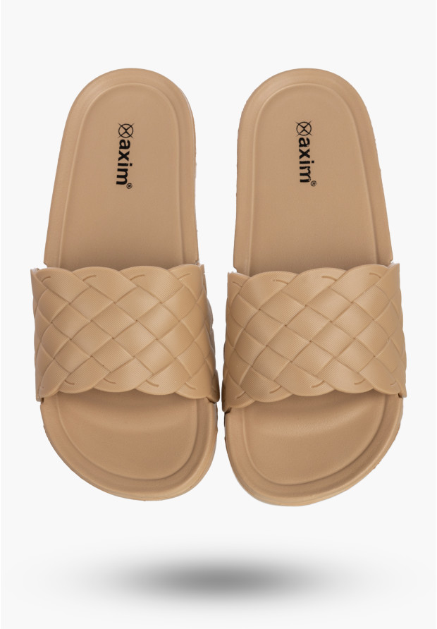 Klapki Damskie Buty Letnie Na Plażę Basen Casual Lekkie Beżowe Axim
