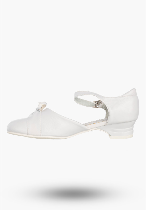 Buty Na Obcasie Dziewczęce Eleganckie Wizytowe Baleriny Półbuty Komunijne Białe