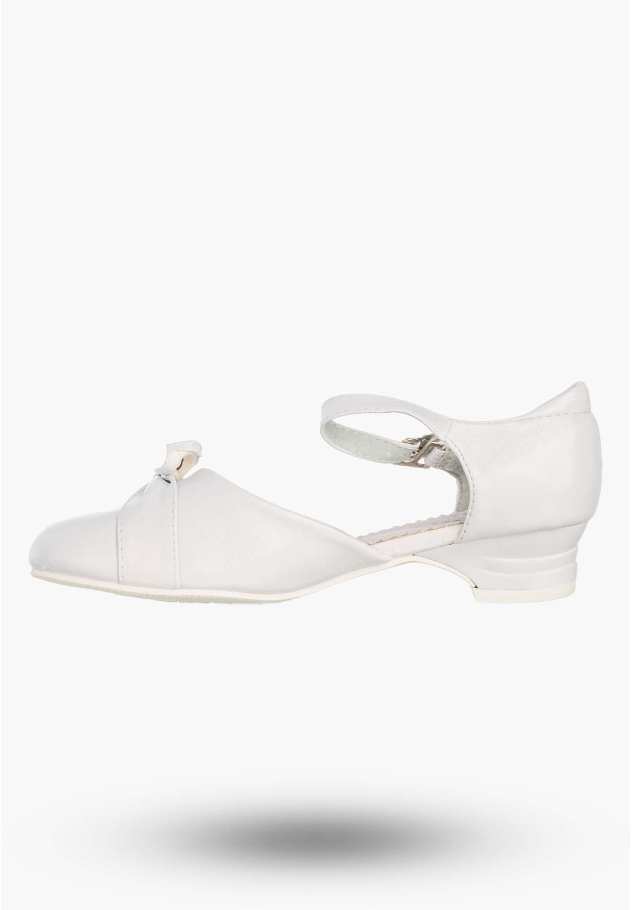 Buty Na Obcasie Dziewczęce Eleganckie Wizytowe Baleriny Półbuty Komunijne Białe