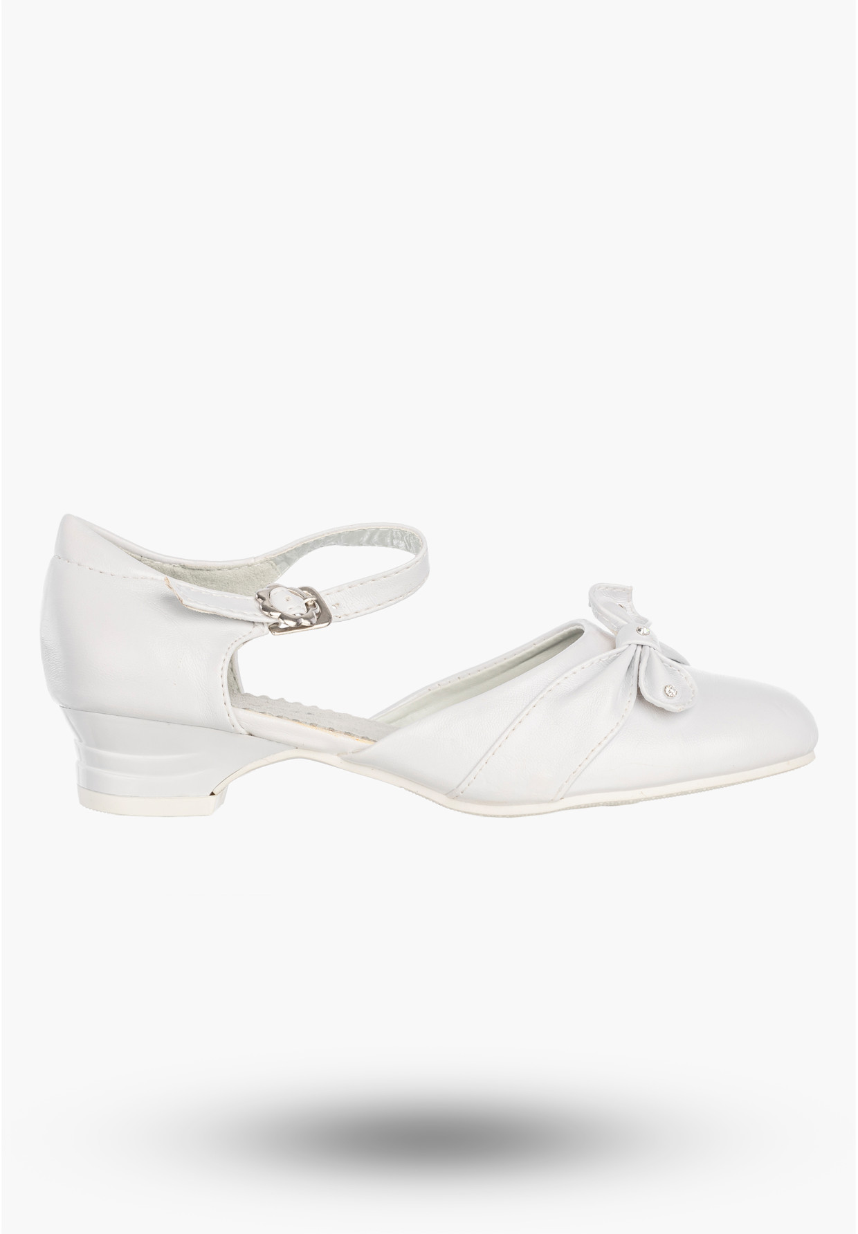 Buty Na Obcasie Dziewczęce Eleganckie Wizytowe Baleriny Półbuty Komunijne Białe