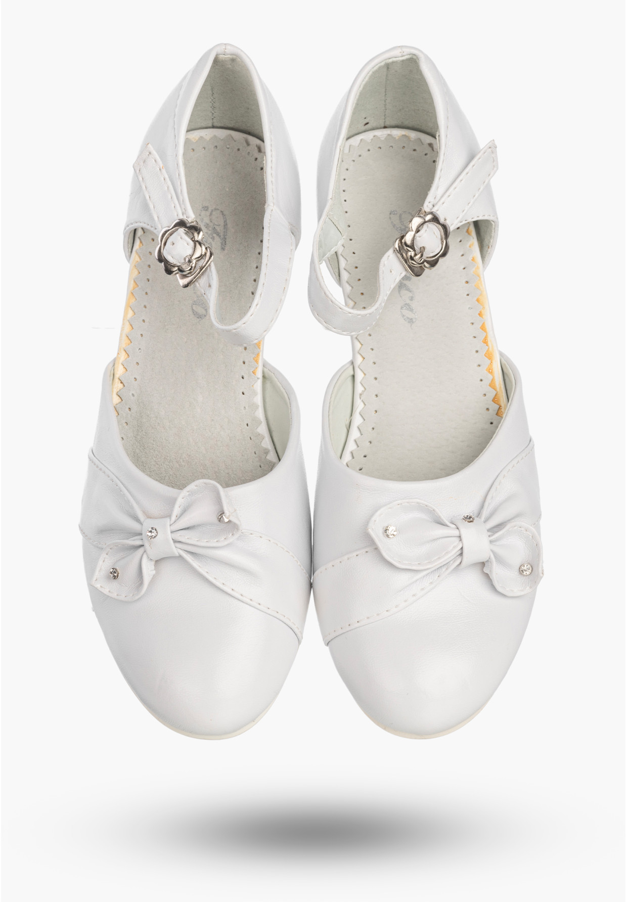 Buty Na Obcasie Dziewczęce Eleganckie Wizytowe Baleriny Półbuty Komunijne Białe