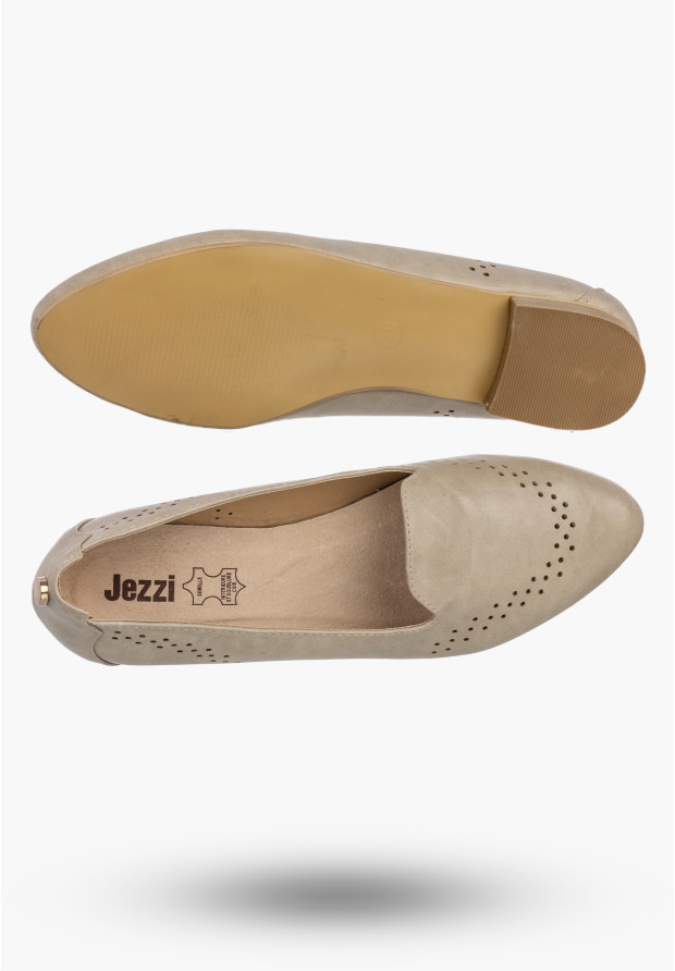 Baleriny Damskie Ekoskóra Buty Wsuwane Eleganckie Mokasyny Szare Jezzi