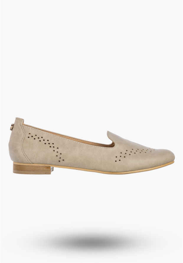 Baleriny Damskie Ekoskóra Buty Wsuwane Eleganckie Mokasyny Szare Jezzi