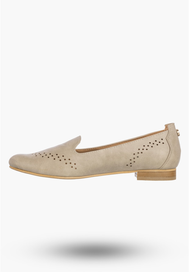 Baleriny Damskie Ekoskóra Buty Wsuwane Eleganckie Mokasyny Szare Jezzi