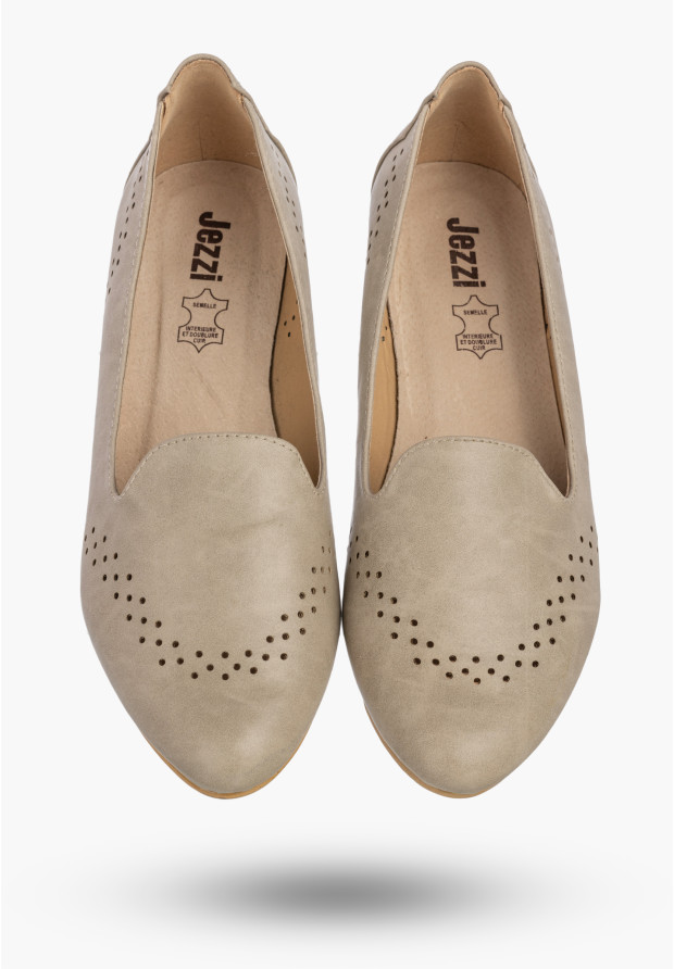 Baleriny Damskie Ekoskóra Buty Wsuwane Eleganckie Mokasyny Szare Jezzi