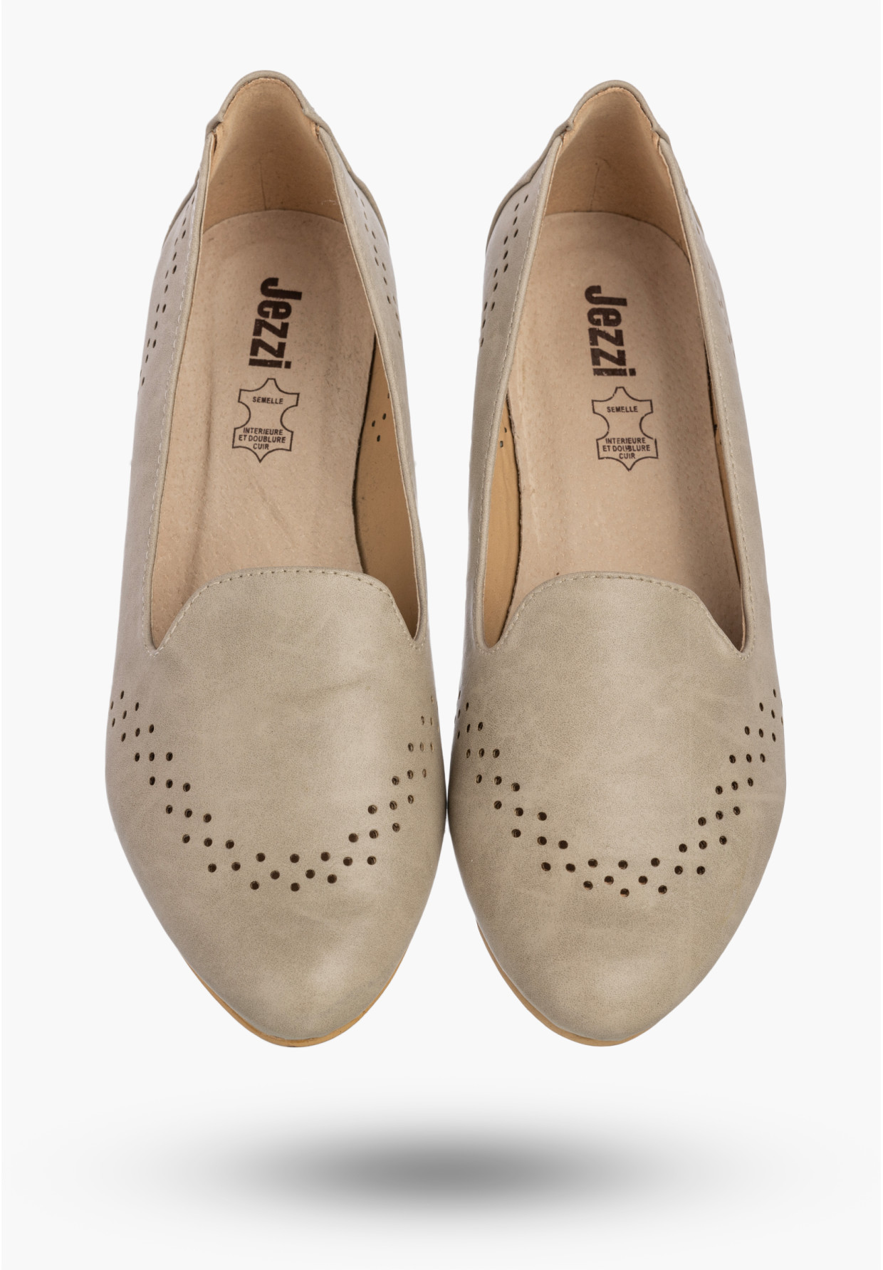 Baleriny Damskie Ekoskóra Buty Wsuwane Eleganckie Mokasyny Szare Jezzi