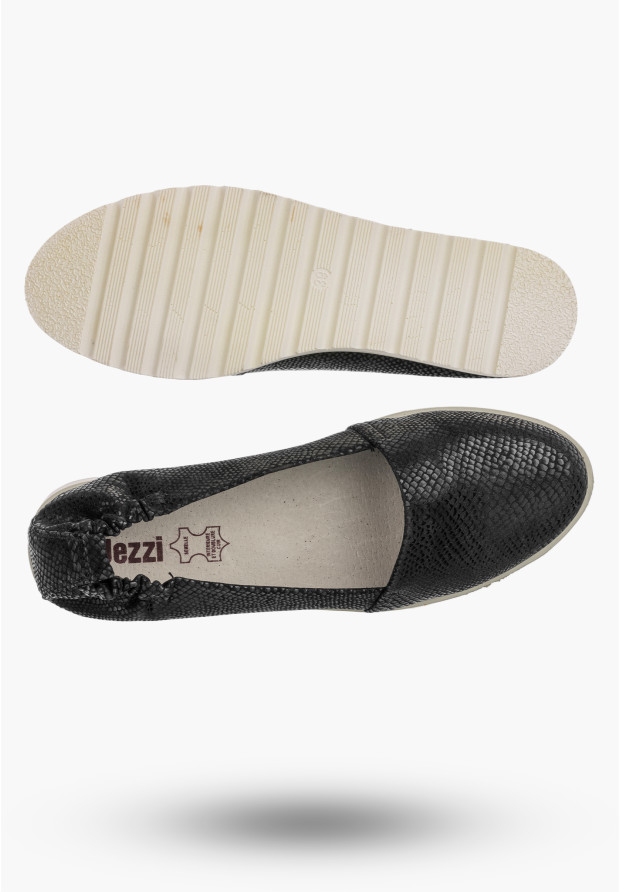 Baleriny Damskie Ekoskóra Buty Wsuwane Półbuty Casual Lekkie Czarne Jezzi
