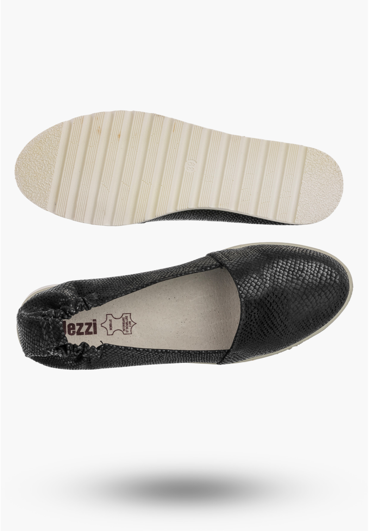 Baleriny Damskie Ekoskóra Buty Wsuwane Półbuty Casual Lekkie Czarne Jezzi