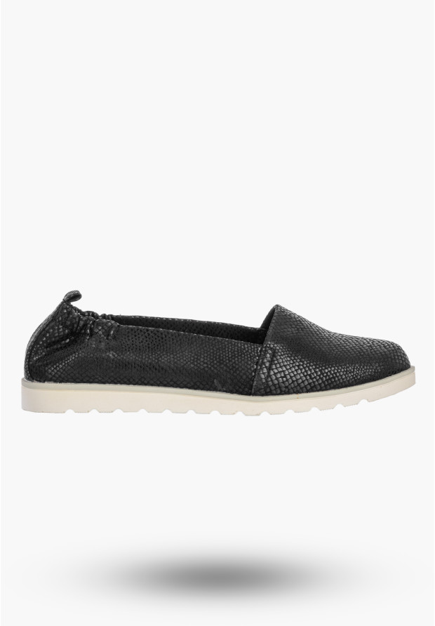Baleriny Damskie Ekoskóra Buty Wsuwane Półbuty Casual Lekkie Czarne Jezzi