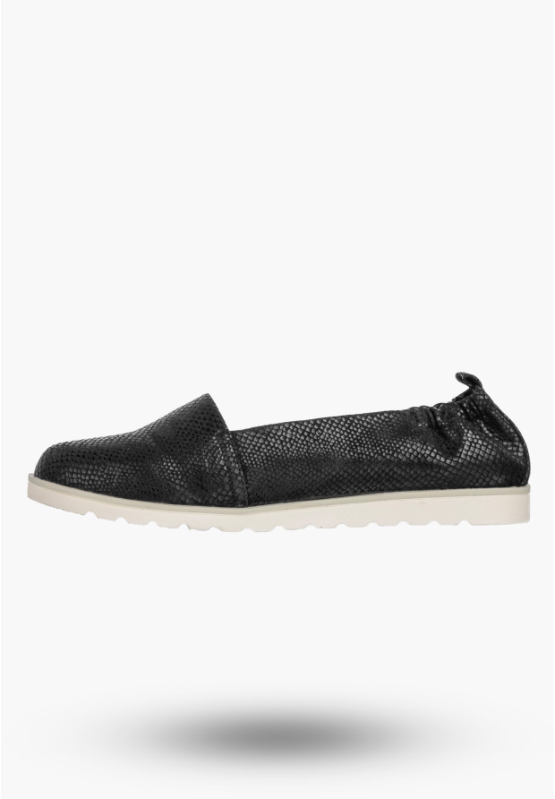 Baleriny Damskie Ekoskóra Buty Wsuwane Półbuty Casual Lekkie Czarne Jezzi