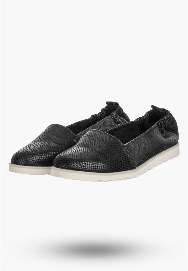 Baleriny Damskie Ekoskóra Buty Wsuwane Półbuty Casual Lekkie Czarne Jezzi