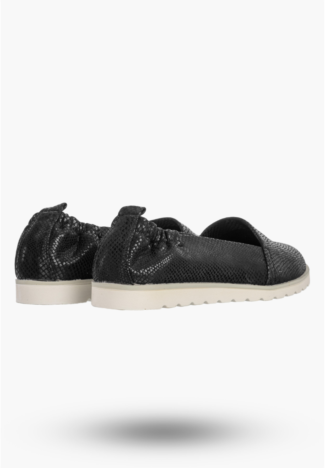 Baleriny Damskie Ekoskóra Buty Wsuwane Półbuty Casual Lekkie Czarne Jezzi