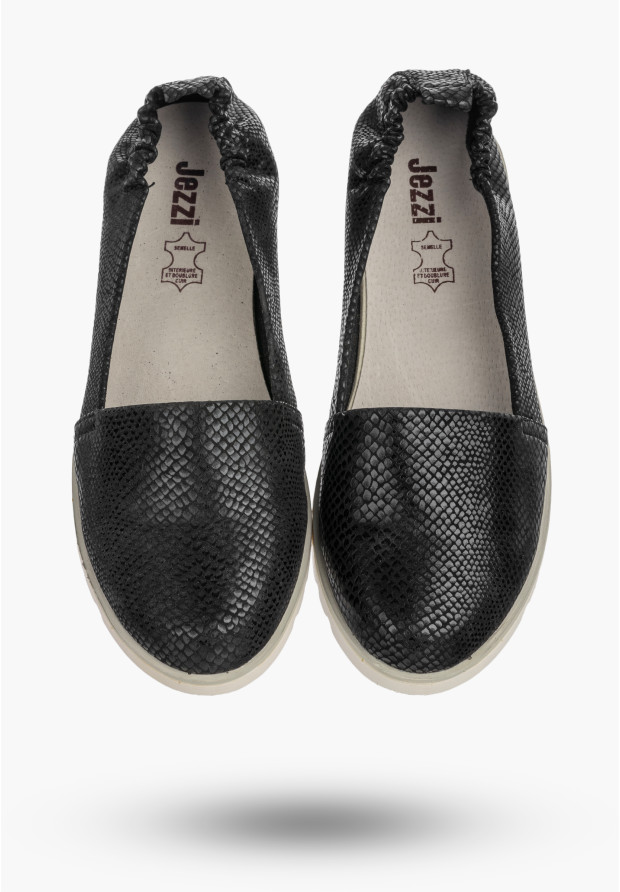 Baleriny Damskie Ekoskóra Buty Wsuwane Półbuty Casual Lekkie Czarne Jezzi