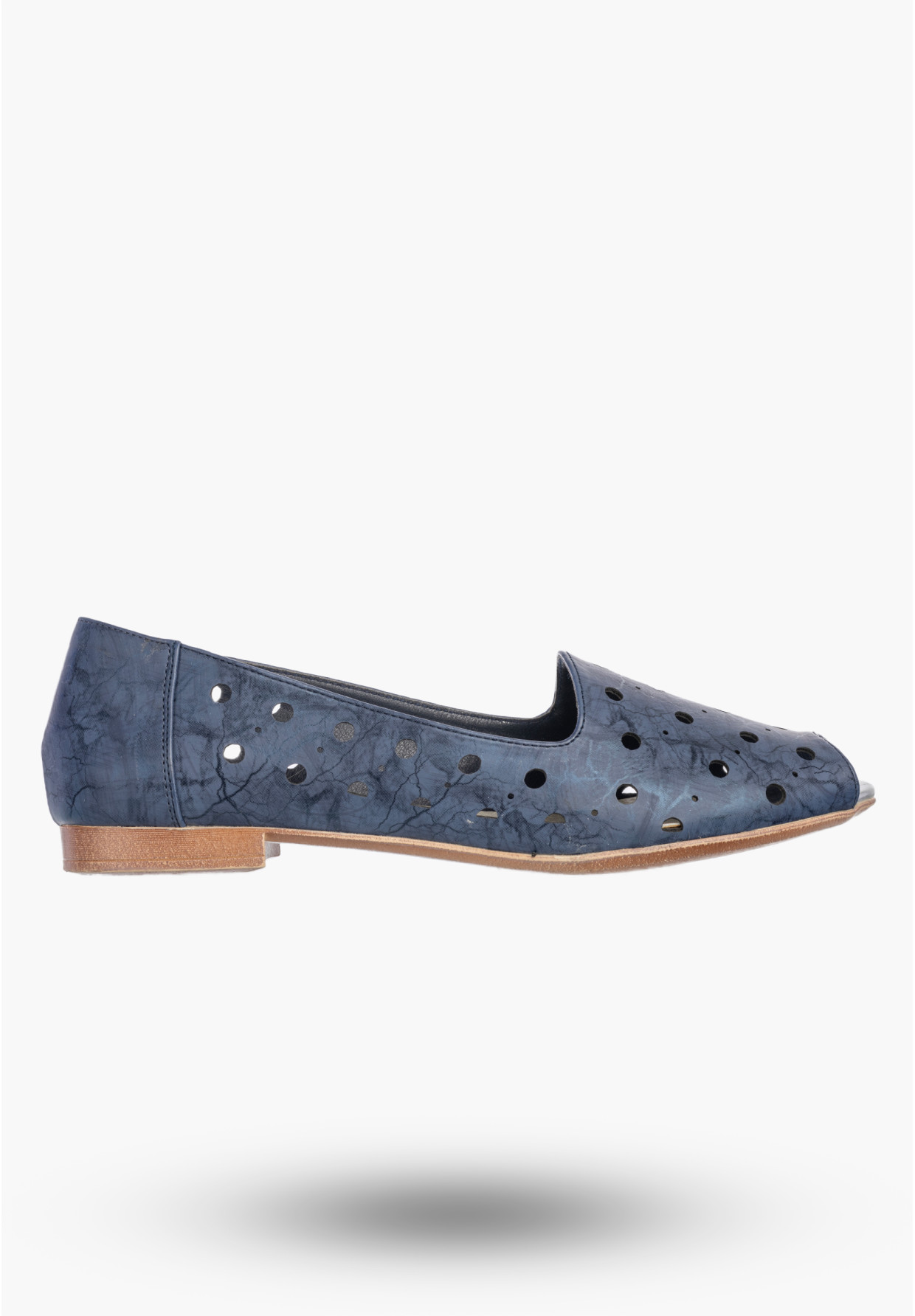 Półbuty Damskie Ekoskóra Ażurowe Letnie Buty Eleganckie Granatowe Jezzi