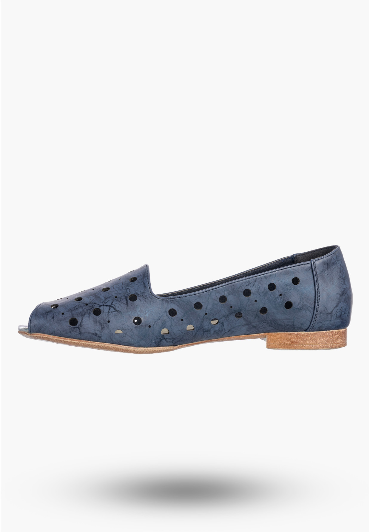 Półbuty Damskie Ekoskóra Ażurowe Letnie Buty Eleganckie Granatowe Jezzi