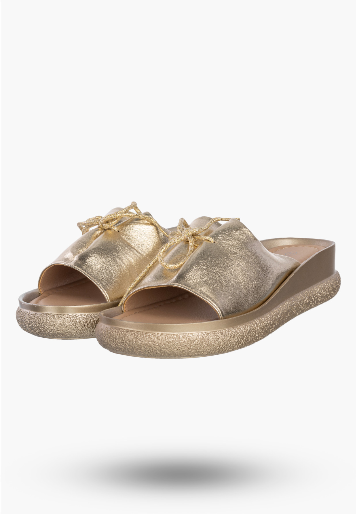 Klapki Damskie Ekoskóra Eleganckie Buty Na Platformie Letnie Złote Potocki 26-43366