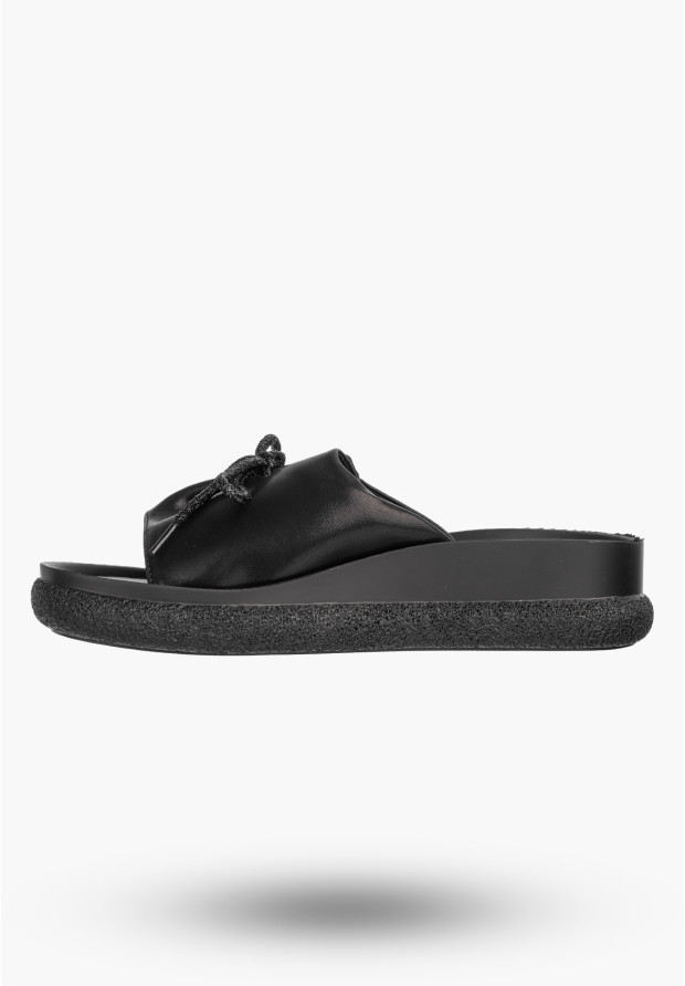 Klapki Damskie Ekoskóra Eleganckie Buty Na Platformie Letnie Czarne Potocki 26-43366