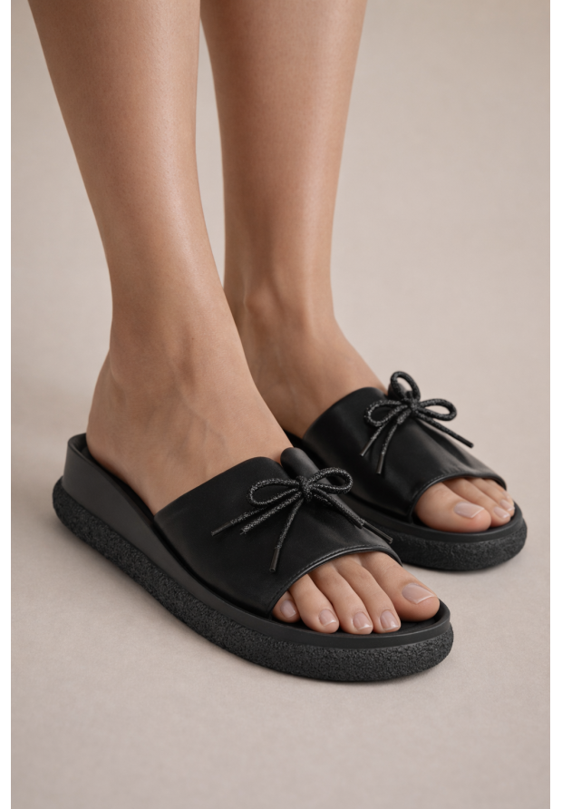 Klapki Damskie Ekoskóra Eleganckie Buty Na Platformie Letnie Czarne Potocki 26-43366