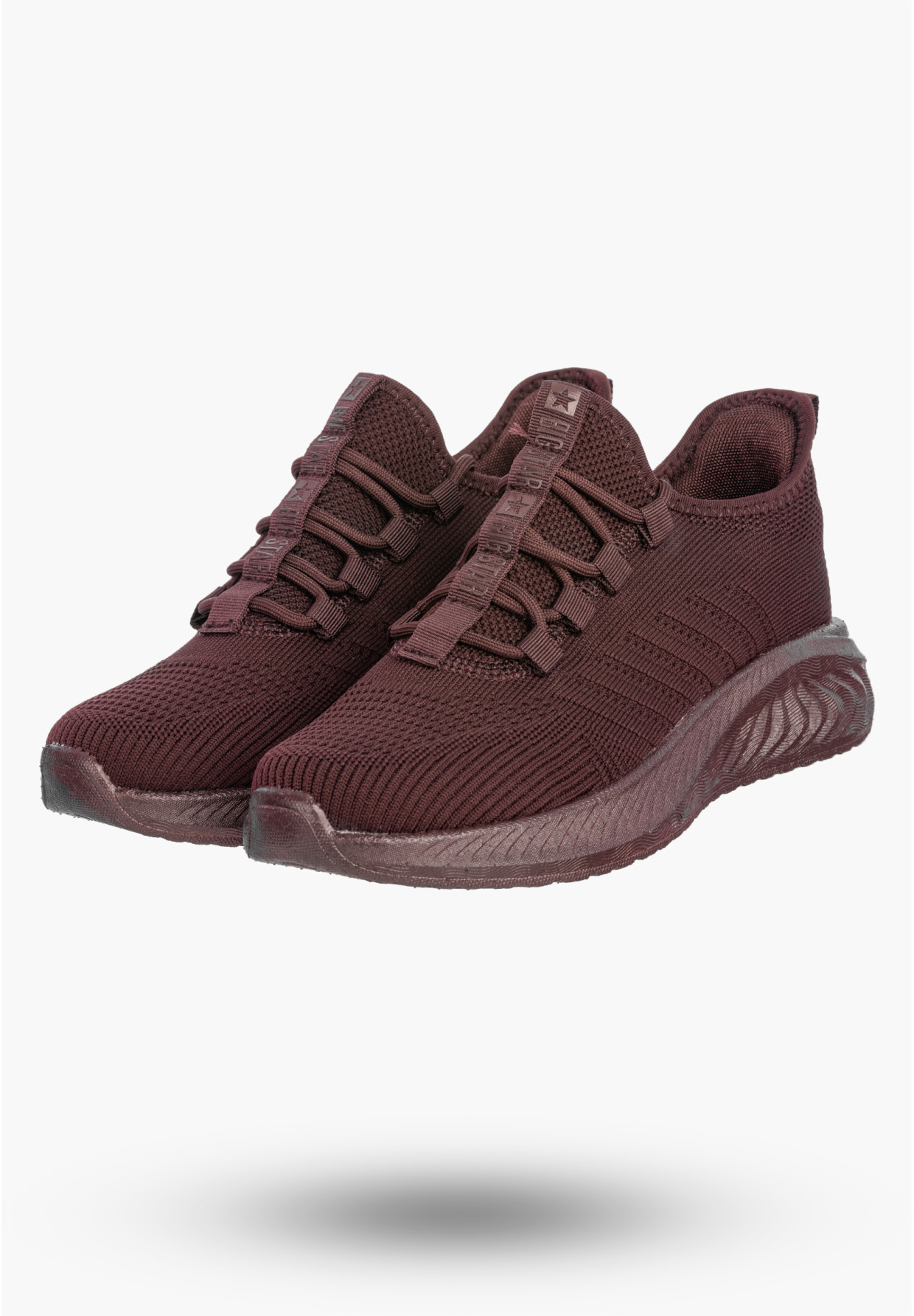 Sneakersy Damskie BIG STAR Buty Sportowe Lekkie Wsuwane Burgundowe UU274053